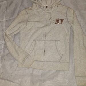 PINK Victoria's Secret Cream Hoodie with Sequin NY Detail